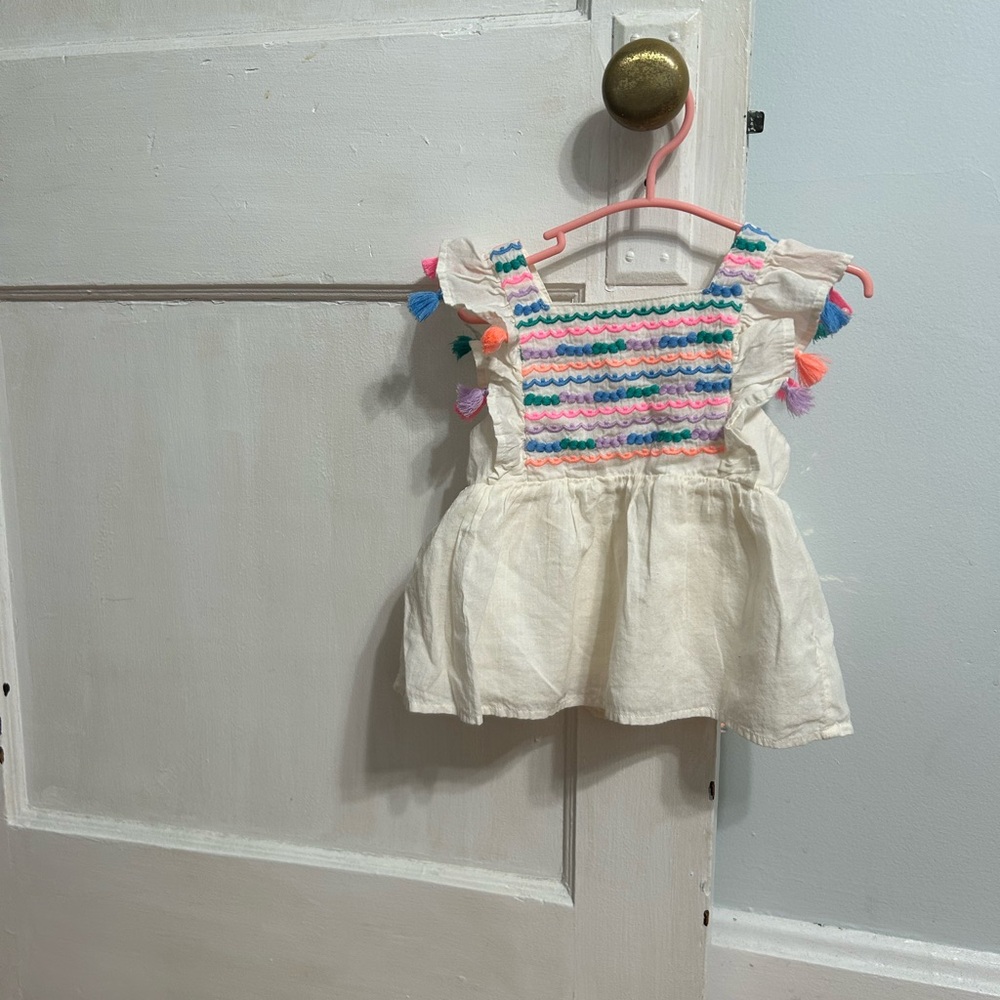 Colorful Embroidered Sleeveless Toddler Top